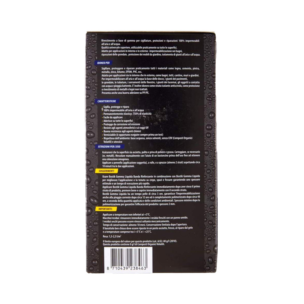 Kit di Riparazione Gomma Liquida BOSTIK - Gomma, Banda, Spugnetta e Spatola